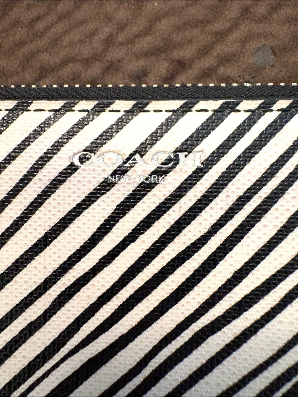 Coach Black and White Zebra Striped Leather Wallet. EUC.